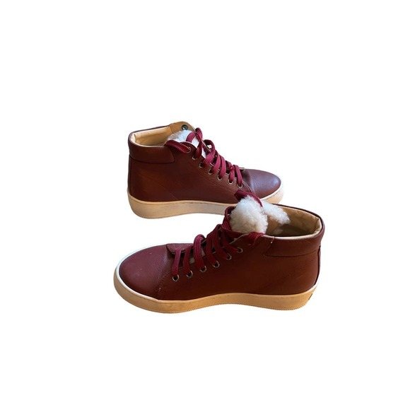 MaiMai Womens Leather High Top Trainer Sneakers Lace-Up Size 6US Burgundy - Picture 4 of 8